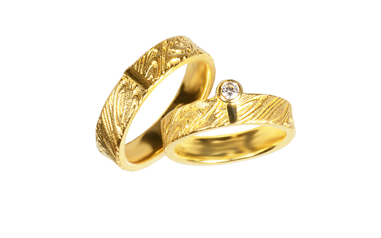 05407+05408-wedding rings, gold 750 with brillant